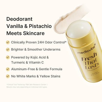 HOTmedicube Kojic Acid & Turmeric Aluminum-Free Deodorant for Women & Men | Vanilla & Pistachio Perfumed Stick - All-Day Odor Protection, Underarm Brightening Care, Korean Skincare, 2.92 oz.