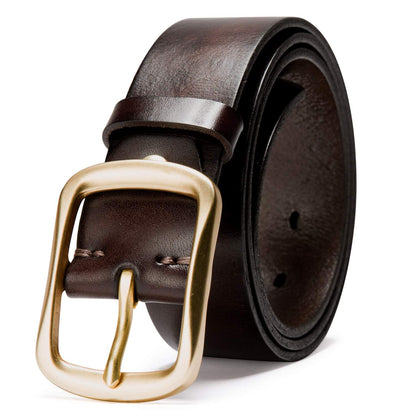 HOTKEECOW Men's 100% Italian Cow Leather Belt Men With Anti-Scratch Buckle,Packed in a Box