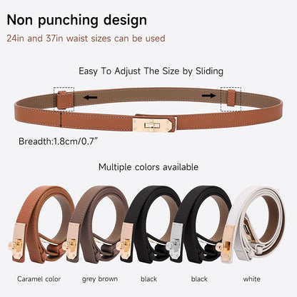 HOTWomen's Thin Leather Belts with Turn Lock Buckle,Belt Women Adjustable for Pants Dresses Jeans Coats