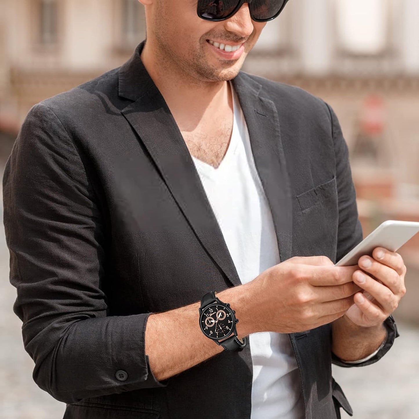 HOT6 Pack Men's Leather Quartz Watch Geneva Casual Dress Wrist Band Watches Wholesale Lots Set
