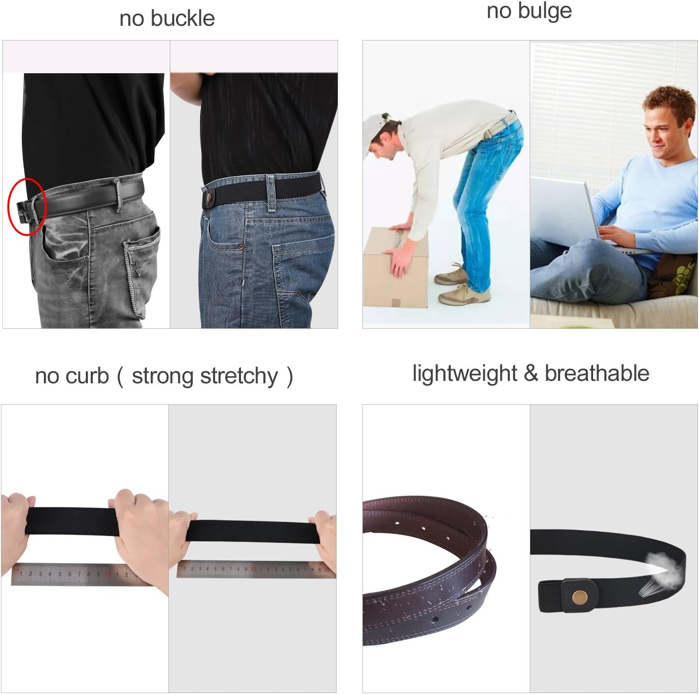 HOTXZQTIVE No Buckle Invisible Elastic Stretch Belt for Men/Women Fits waist 24-50in Father Day Gift