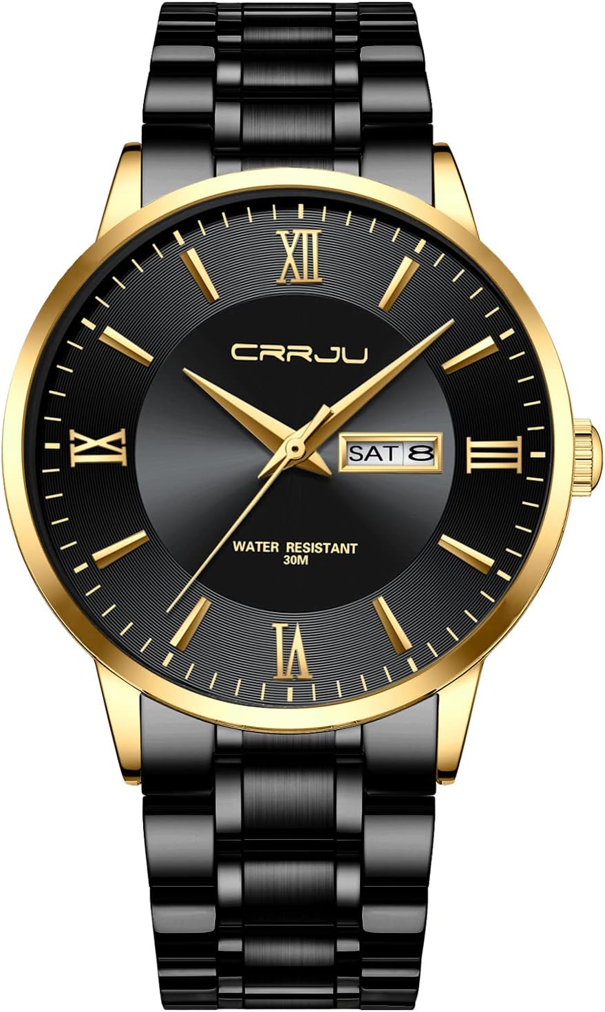 HOTCRRJU Men's Fashion Luxury Stainless Steel Watches for Men Business Auto Date Chronograph Analog Quartz Wristwatches