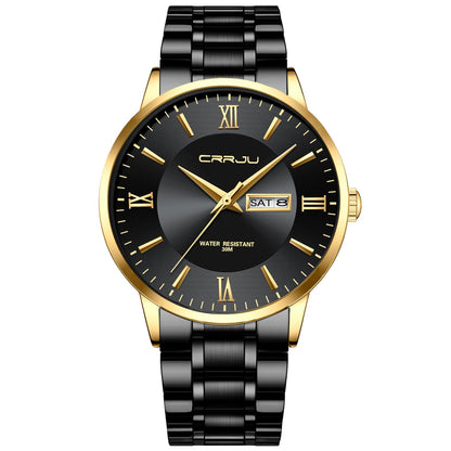 HOTCRRJU Men's Fashion Luxury Stainless Steel Watches for Men Business Auto Date Chronograph Analog Quartz Wristwatches