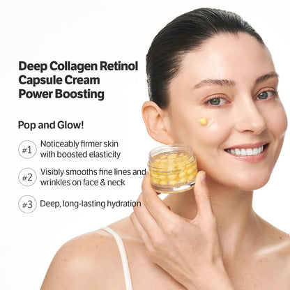 HOTSUNGBOON EDITOR Deep Collagen Retinol Capsule Cream, Firm-Looking Moisturizer for Fine Lines & Dry Skin, with Copper Peptide, White Spicules & Adenosine, Korean Skincare, 1.69 fl oz