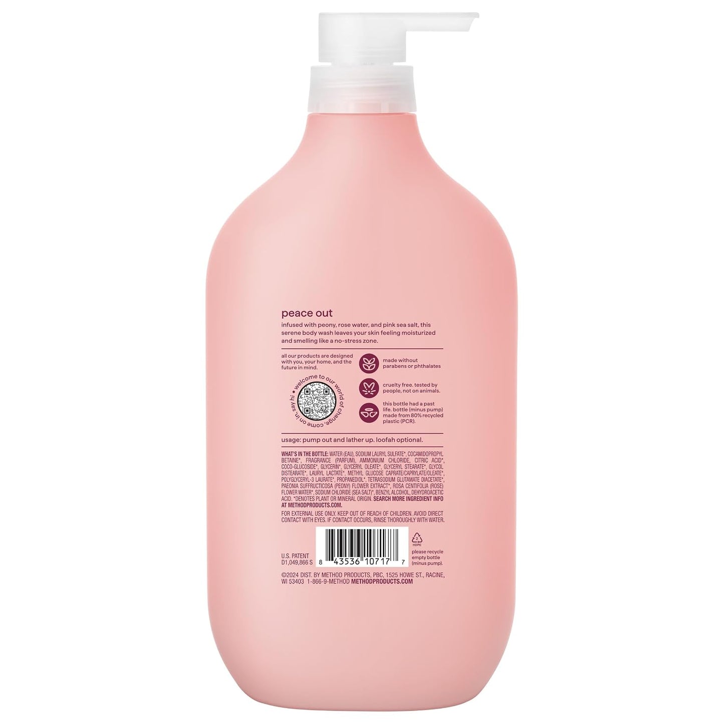 HOTMethod Body Wash, Pure Peace, Paraben and Phthalate Free, 28 oz (Pack of 1)