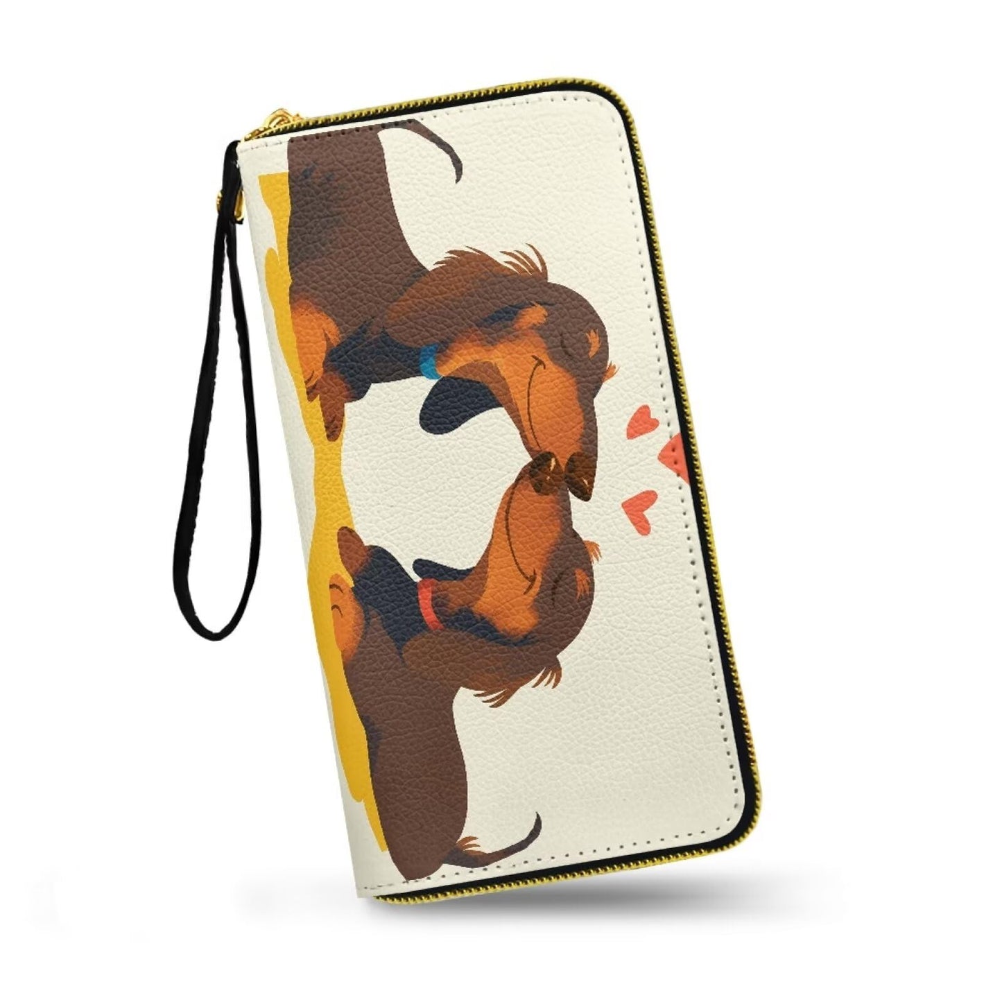 HOTHawaii Totem Flowers PU Leather Ladies Wallet Wristlet, Tropical Hawaiian Tiki Art Zip Around Wallets for Women, Brown Large Capacity Card Holder Organizer