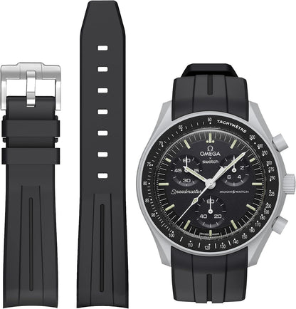 HOTBands for Moonswatch Watch,Curved No Gap Rubber Strap Compatible with Omega X Swatch Moonswatch Speedmaster/Rolex/SEIKO 20mm Watch,Swatch Omega Moonswatch Speedmaster Watch Replacement Band Men Women
