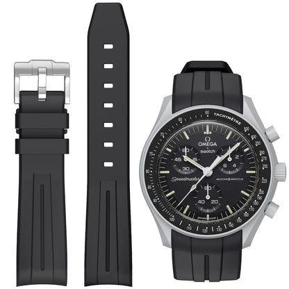 HOTBands for Moonswatch Watch,Curved No Gap Rubber Strap Compatible with Omega X Swatch Moonswatch Speedmaster/Rolex/SEIKO 20mm Watch,Swatch Omega Moonswatch Speedmaster Watch Replacement Band Men Women