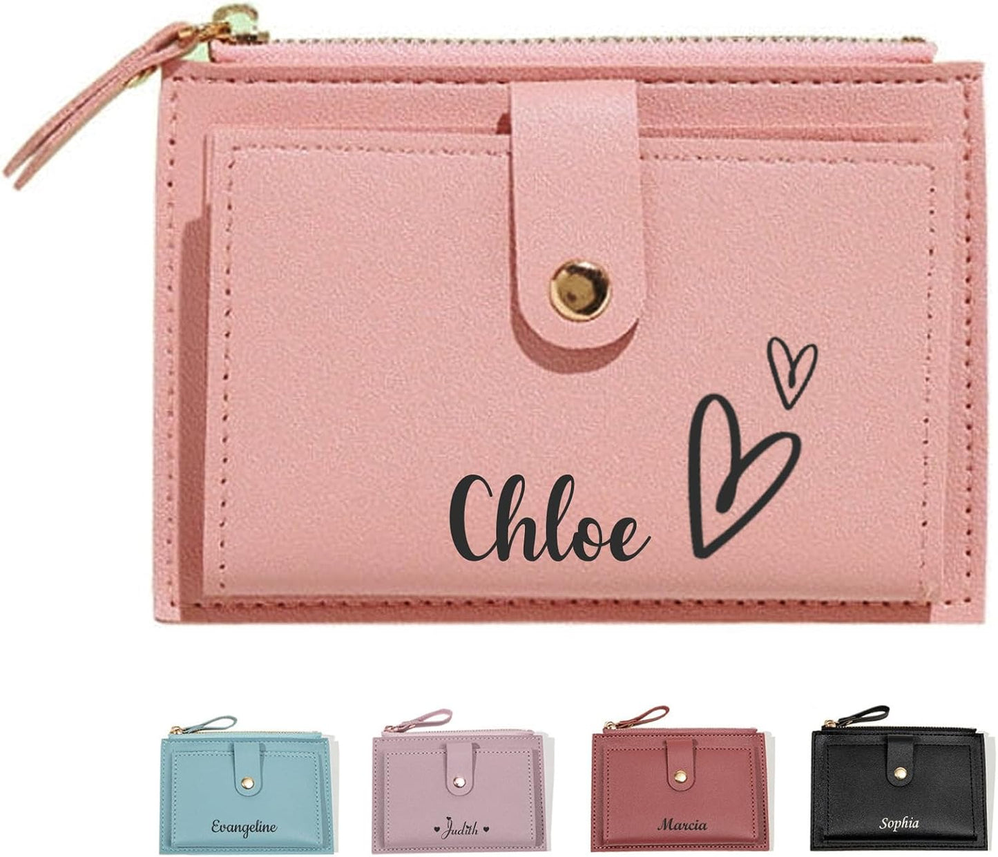 HOTPersonalized Wallets for Women Girls with Card Holder Custom Ladies Wallet with Name PU Leather Minimalist Wallets Women Card Holder Birthday Christmas Gifts for Mom Girlfriend Daughter Sister