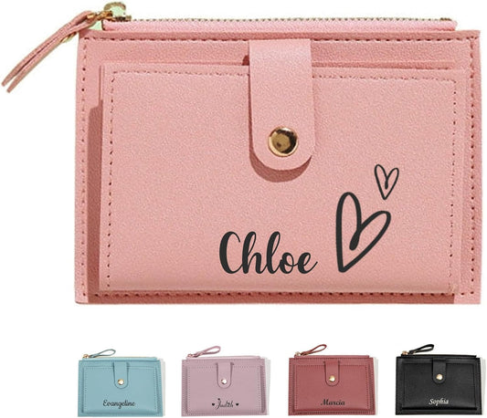 HOTPersonalized Wallets for Women Girls with Card Holder Custom Ladies Wallet with Name PU Leather Minimalist Wallets Women Card Holder Birthday Christmas Gifts for Mom Girlfriend Daughter Sister