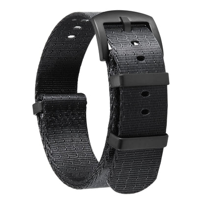HOTBINLUN Nylon Watch Band 18mm,20mm,22mm,24mm Rugged Military Replacement Watch Straps Silver&Black Stainless Buckle Heavy-Duty Wristband For Traditional Men Women Watches