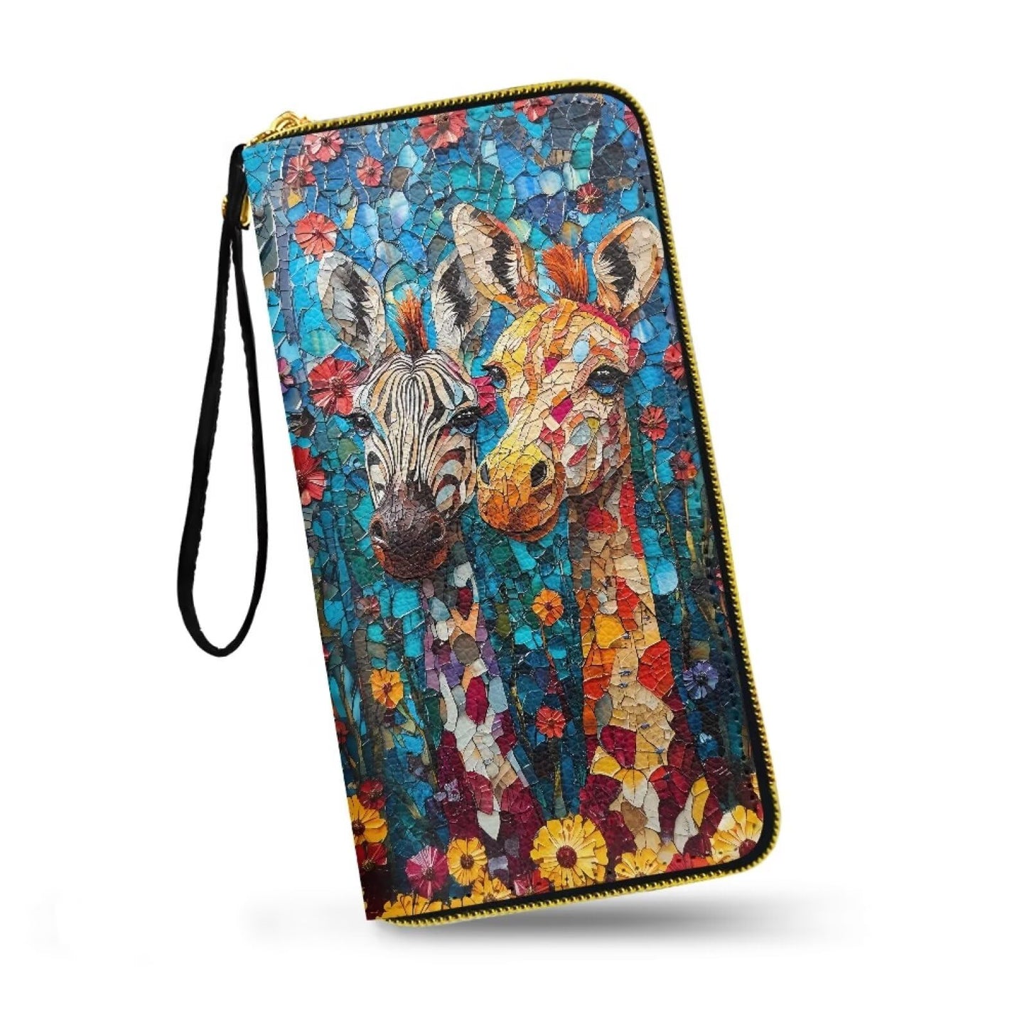 HOTMacaw Bird Lover Print Womens Wallet Leather Zip Around Wallet Tropical Forest Scarlet Macaw Parrot Long PU Leather Card Organizer Clutch with Wristlet