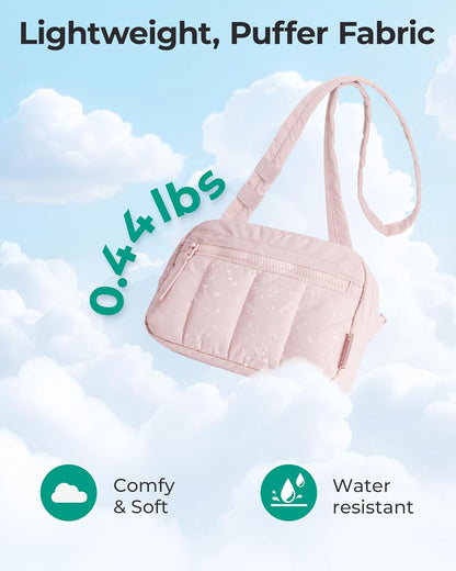 HOTBAGSMART Fanny Packs for Women Cross Body, Quilted Puffy Belt Bag with Pockets, Fashion Waist Packs for Traveling Hiking Black