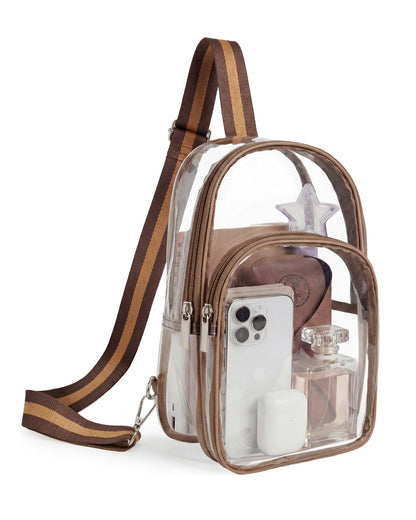HOTMissnine Clear Bag for Stadium Events Clear Sling Bag Fanny Pack Crossbody Purse for Sport Concert with Side Mesh Pocket