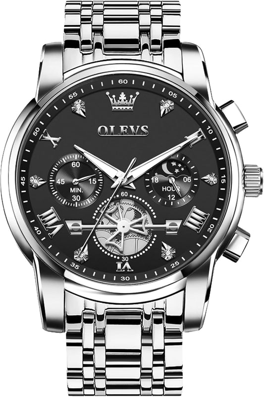HOTOLEVS Watches Men Waterproof Luxury Big Face Mens Watch Stainless Steel Quartz Analog Dress Watches for Men Luminous Multifunction Man Watch Relojes De Hombre