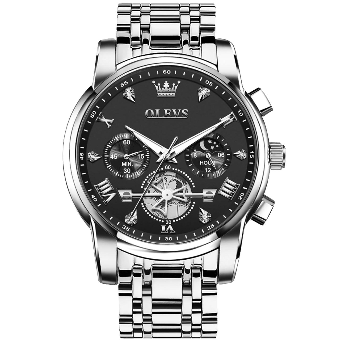 HOTOLEVS Watches Men Waterproof Luxury Big Face Mens Watch Stainless Steel Quartz Analog Dress Watches for Men Luminous Multifunction Man Watch Relojes De Hombre