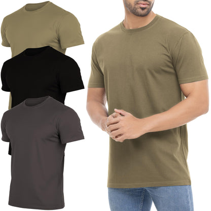 HOTMens T-Shirts Multipack 100% Cotton Crew Neck Shirt Short Sleeve Regular Shirts for Man Plain Men's Tee Gifts Packs