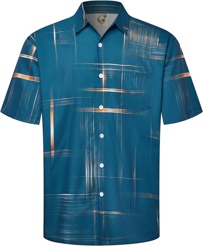HOTHardaddy Men's Hawaiian Shirt Short Sleeves Printed Button Down Summer Beach Casual Shirts
