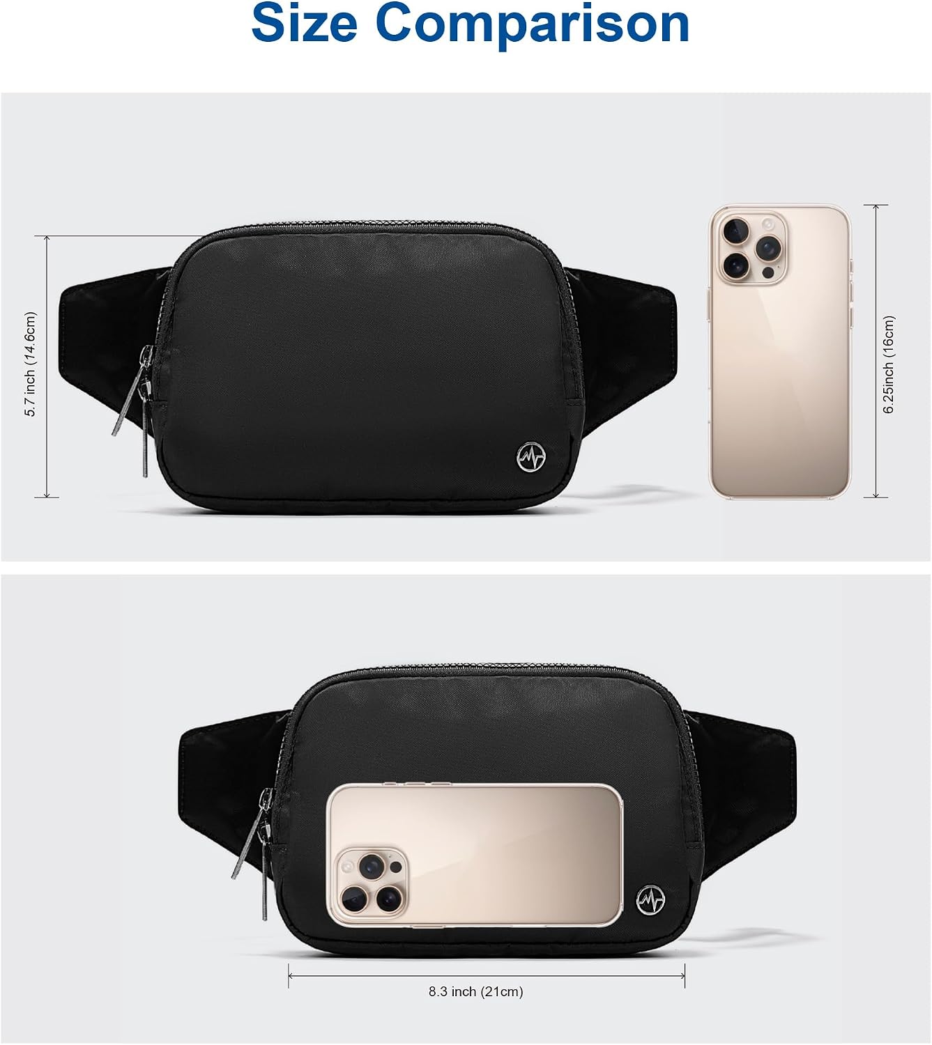 HOTPander Belt Bag Large 2L, Nylon Fanny Pack Purse for Women and Men with Adjustable Strap