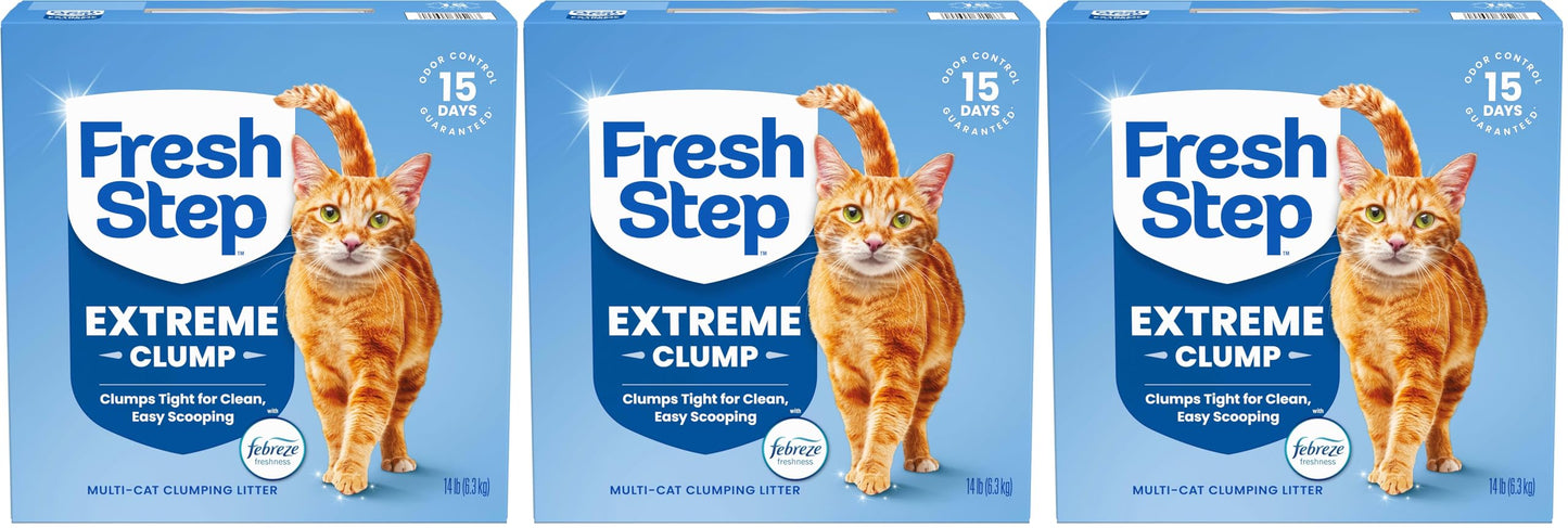 HOTFresh Step Odor Shield Multi Cat Clumping Cat Litter With Febreze Freshness in Gain Scent, Low Dust, Odor Control with Ammonia Block Tech, Compatible in Automatic Litter Boxes, 14 lb.
