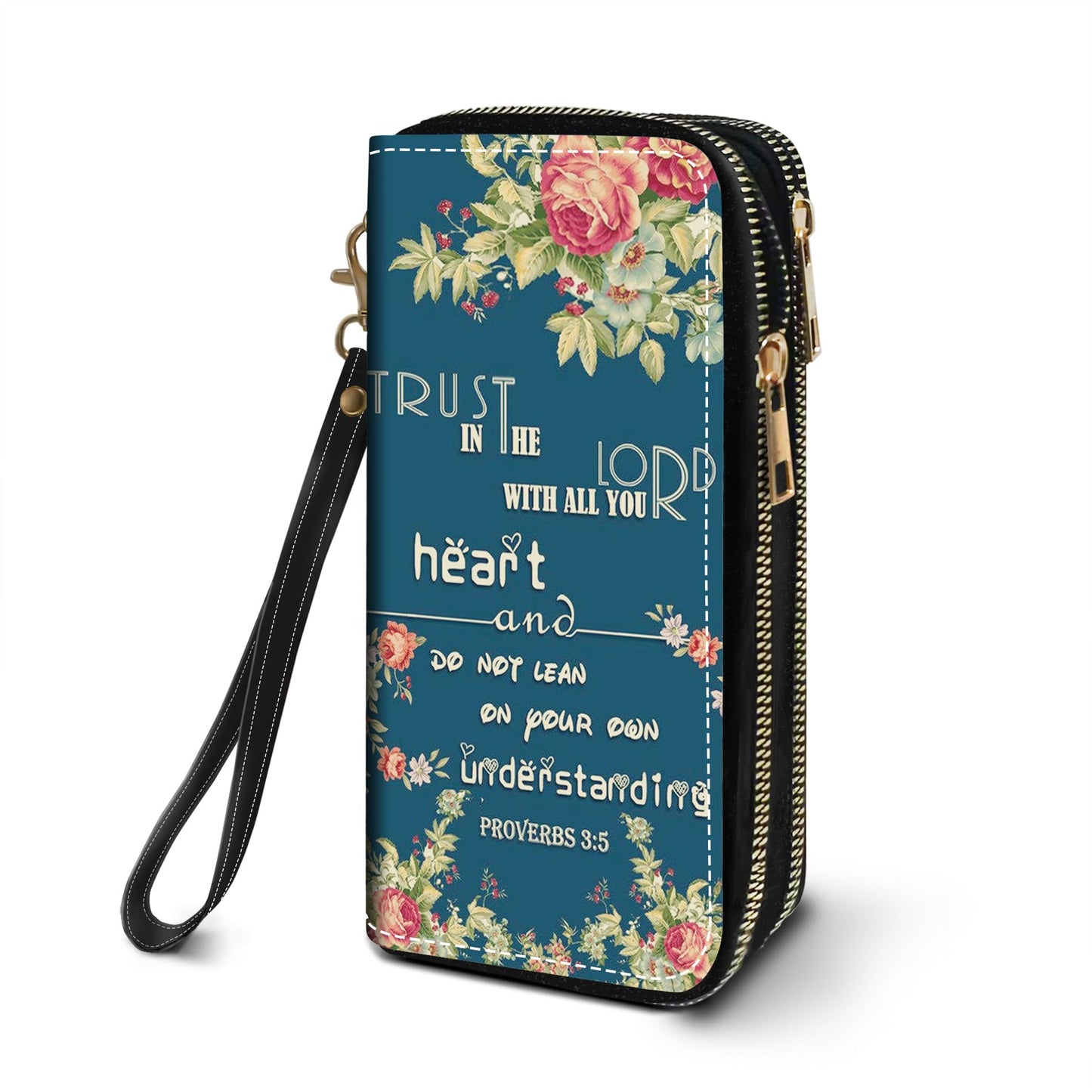 HOTWomen's Large Capacity Wallet PU Leather Double Zipper Clutch Purse Multifunctional Wallet with Removable Wristlet Strap for Smart Phone/Coin/Card/Cash, Flower Butterfly