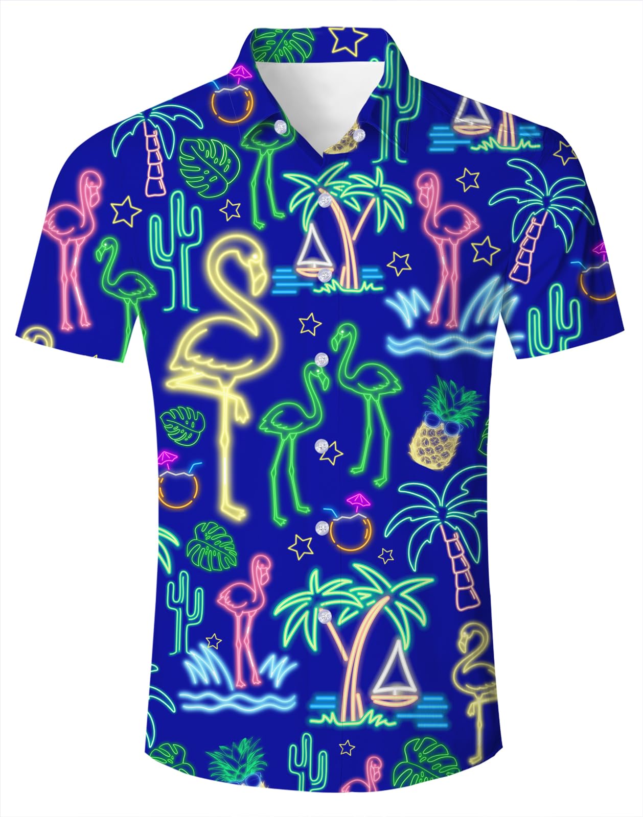 HOTuideazone Mens Funny Hawaiian Shirts 3D Graphic Button Down Short Sleeve Tropical Holiday Beach Aloha Shirt