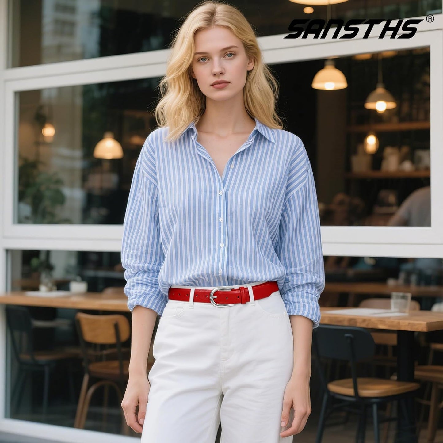 HOTWomen Belt for Jeans Pants Fashion Gold Buckle Ladies Dress Waist Belt