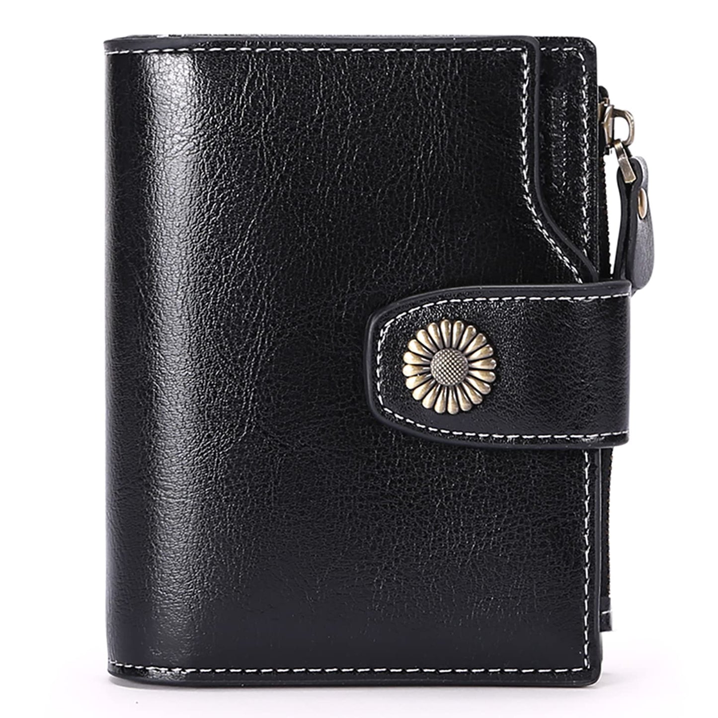 HOTFalan Mule Women's Lightweight Genuine Leather Wallet, Includes Card Holders, RFID-Blocking, Lightweight, Photo & ID Holder, Green