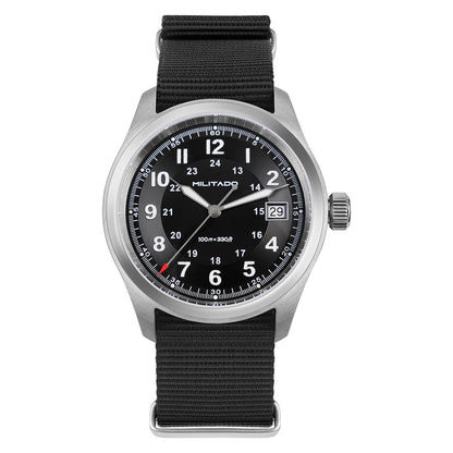 HOTTACTICAL FROG Militado ML08 Field Watch Japanese Sweep VH31 / 515 Movt with Calendar, Men's Military Watch Sapphire Crystal 10 ATM Waterproof Analog Watches for Men