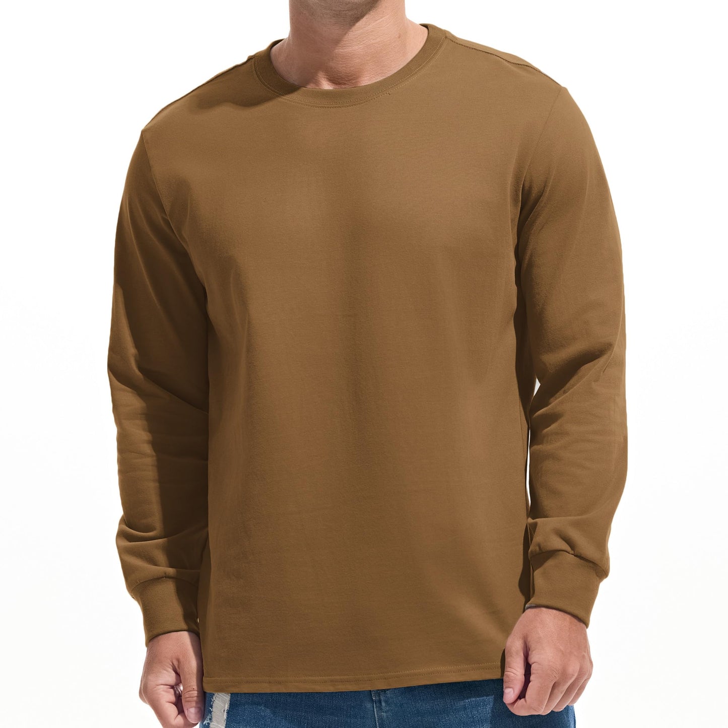 HOTVEIISAR Men's Heavy Weight Crew Neck T-Shirt Mens Premium Cotton Tee - Pre Shrunk S-3XL