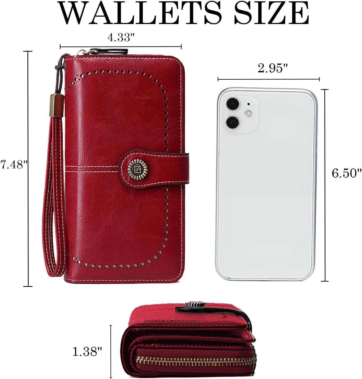 HOTWallets for Women Leather Large Capacity Credit Card Holder Bifold RFID Blocking for Women with Pocket ID Window