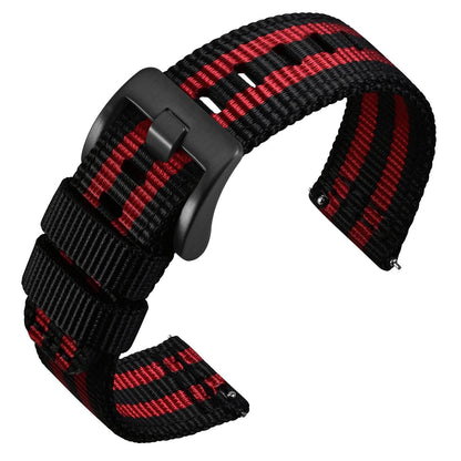 HOTANNEFIT Quick Release Watch Bands, Military Nylon Watch Strap for Men, Multiple Colors & Width (18mm, 19mm, 20mm, 22mm, 24mm)