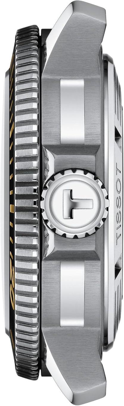 HOTTissot Mens Tissot Seastar 2000 Professional Powermatic 80 316L Stainless Steel case Automatic Watch, Black, Rubber, 22 (T1206071744101)