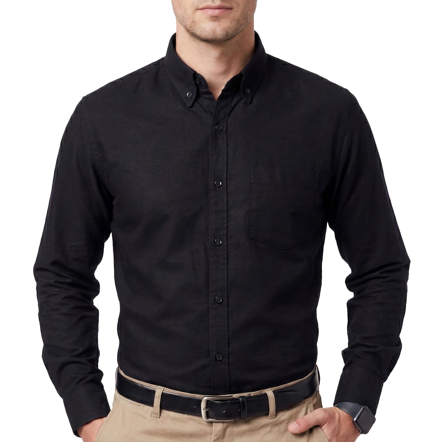 HOTCotton King Mens 100% Cotton Oxford Shirt Long Sleeve Dress Shirts for Men Button Down Work Casual Shirt with Pocket