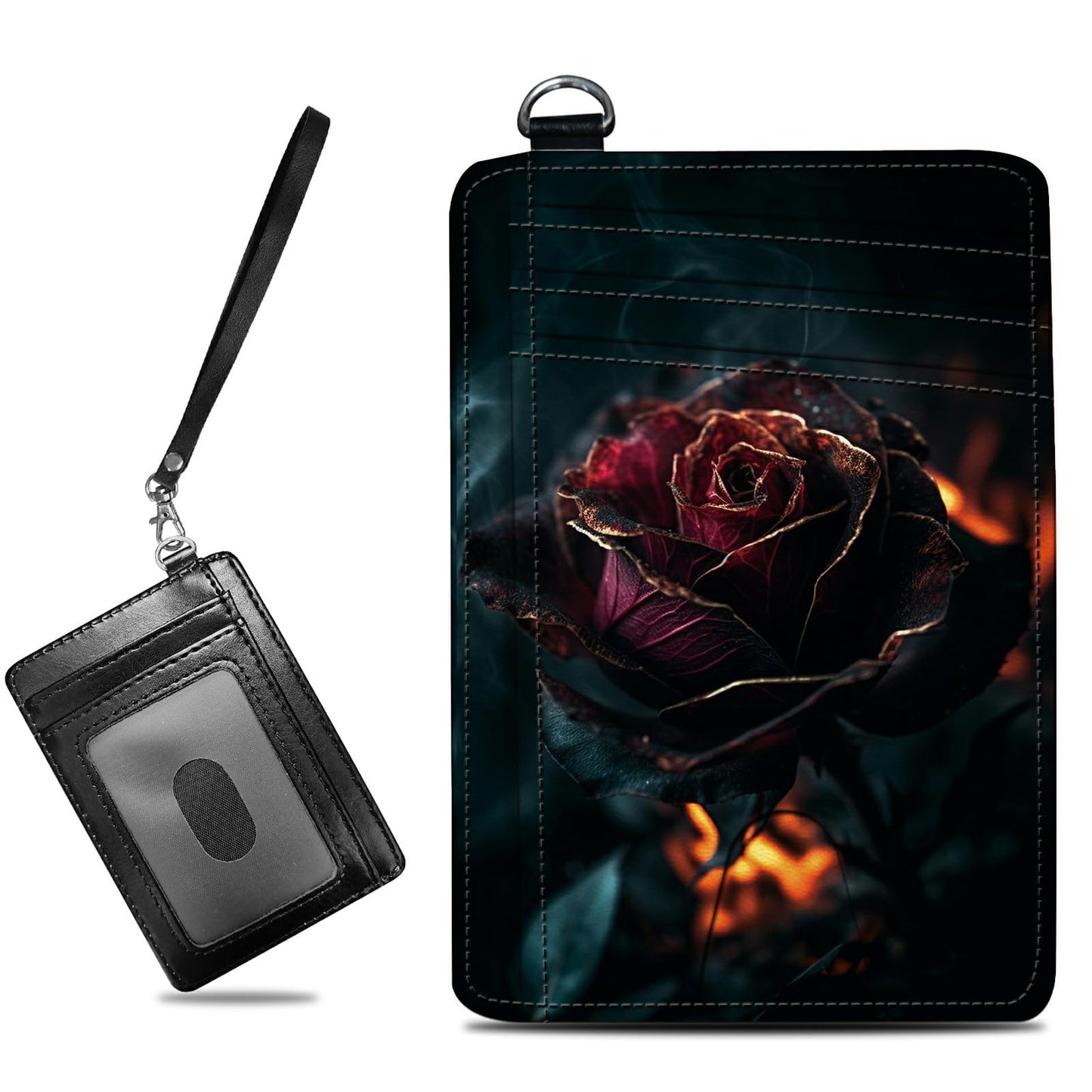 HOTCute Credit Card Holder with Zipper, Crow Skull RFID-Blocking Card Case Small Wallet for Women Men, Multi-slot Card Organizer Case Travel Accordion Wallet