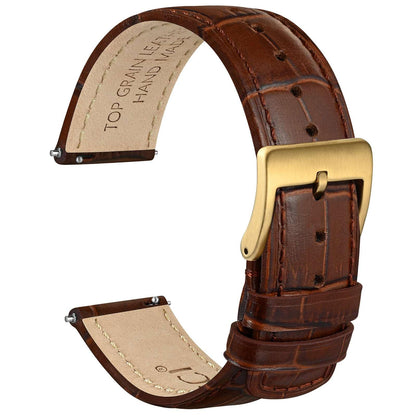 HOTWOCCI Watch Bands, Top Grain Leather, Embossed Alligator Grain, Quick Release, Band Width 18mm 20mm 22mm