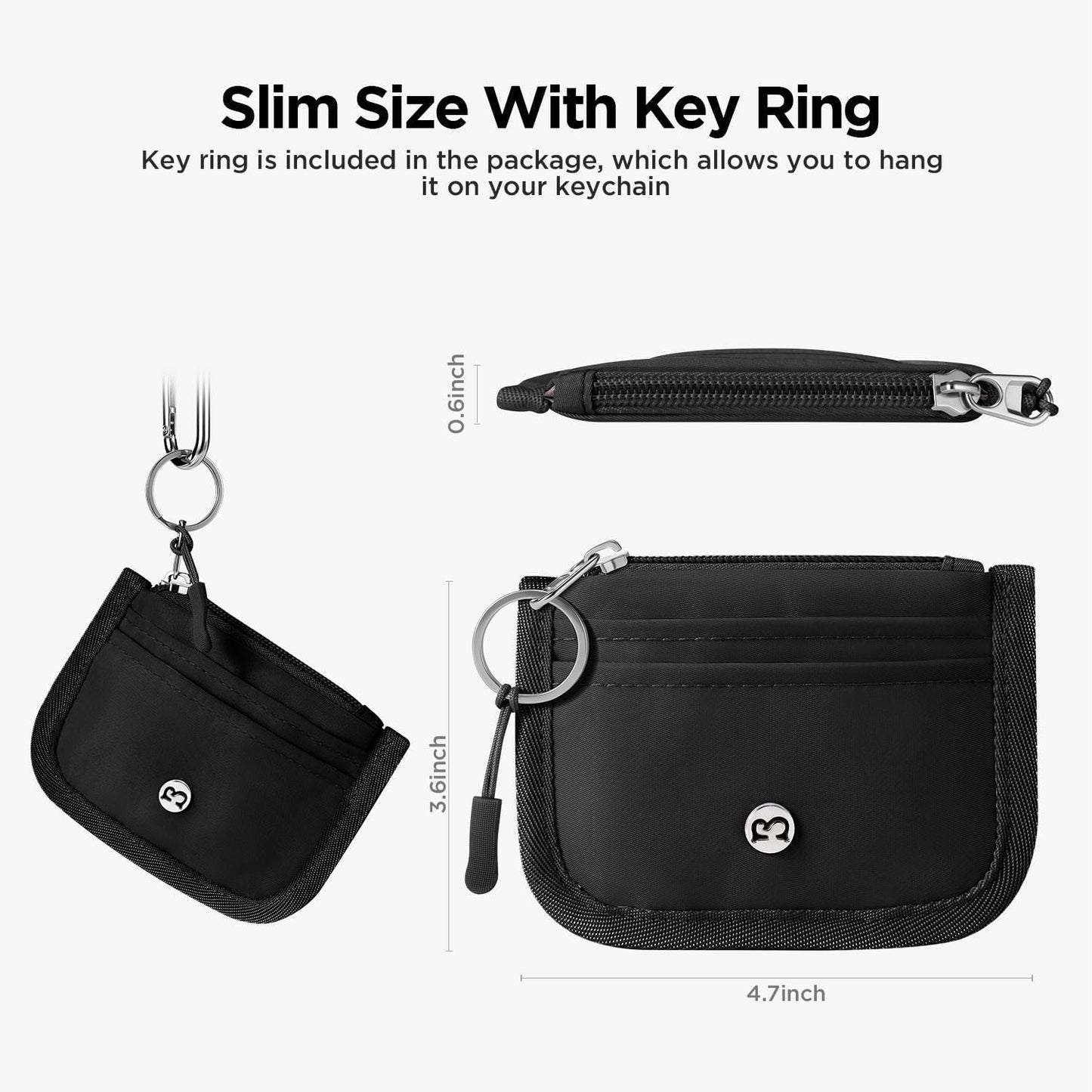 HOTMini Backpack Keychain Wristlet Pouch Small Change Coin Purse & Mini Rfid Card Holder Slim Wallet with Change Zipper Pocket/3 Crad Slots/Key Ring