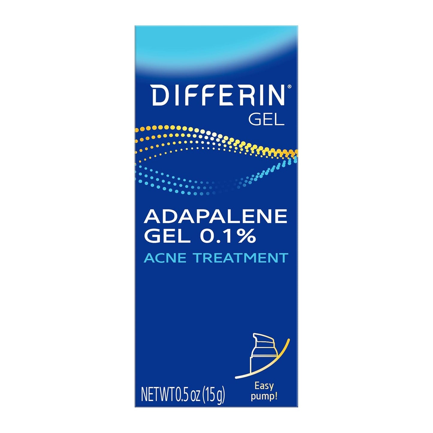 HOTDifferin Acne Treatment Gel, 30 Day Supply, Retinoid Treatment for Face with 0.1% Adapalene, Gentle Skin Care for Acne Prone Sensitive Skin, 15g Pump (Packaging May Vary)