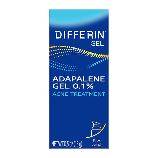 HOTDifferin Acne Treatment Gel, 30 Day Supply, Retinoid Treatment for Face with 0.1% Adapalene, Gentle Skin Care for Acne Prone Sensitive Skin, 15g Pump (Packaging May Vary)
