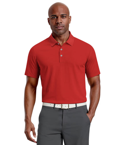 HOTPGA Tour Men's Airflux Solid Mesh Short Sleeve Classic Golf Polo Shirt