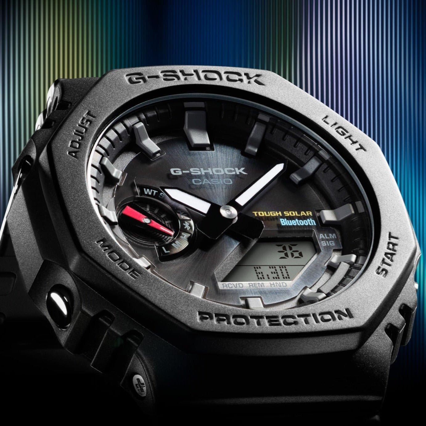 HOTG-Shock Casio Analog-Digital Tough Solar Connected Black Watch | GAB2100-1A
