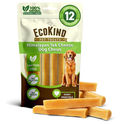HOTEcoKind Yak Cheese Himalayan Dog Chews, Yak Chews for Large Dogs, 4-5 Bones | 1 Lb, Long Lasting for Aggressive Chewers, Only 3 Ingredient Natural High Protein Dental Dog Treats, No Additives or Lactose