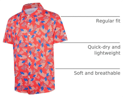 HOTFT FENTENG Mens Hawaiian Shirts Regular Fit Short Sleeve Casual Button Down Summer Tropical Beach Shirts