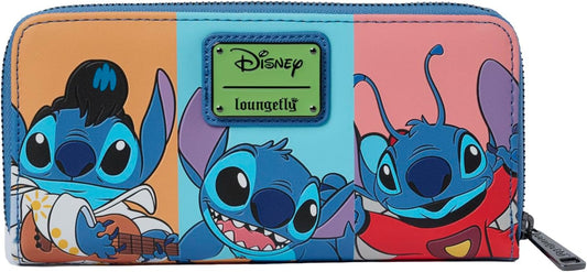 HOTLoungefly Disney Stitch Womens Wallet Multi Color Block Print Zip Around Clutch
