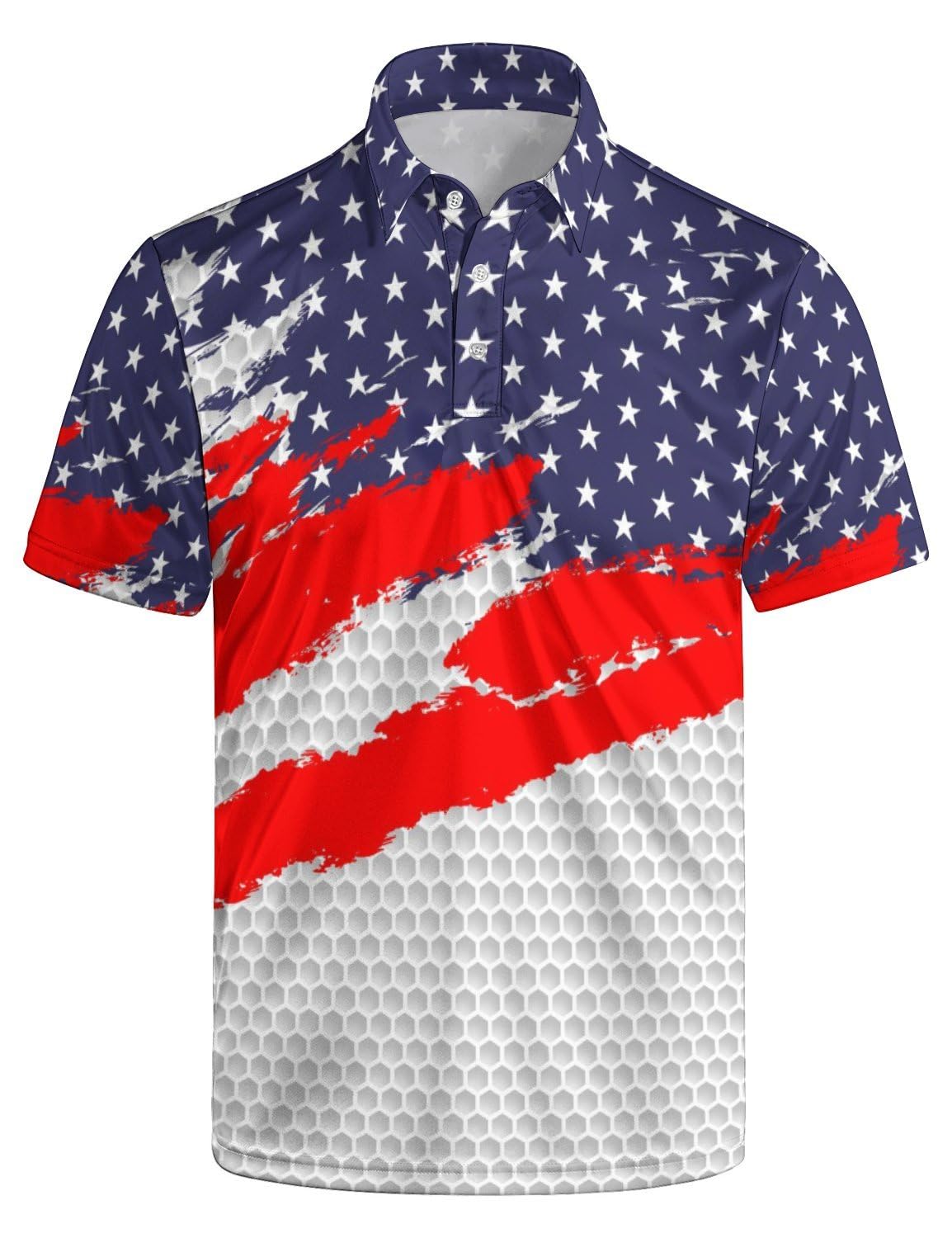 HOTGolf Polo Shirts for Men Funny Print Quick Dry Short Sleeve Performance Golf Shirts Moisture Wicking Polo Shirts