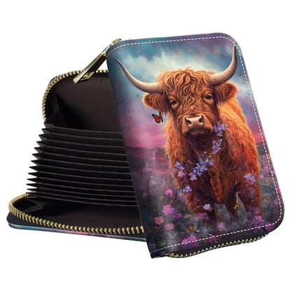 HOTSmall Wallet for Women Credit Card Holder,RFID Leather Business Card Case Wallet with Zipper Design for Women Men Gifts-Butterflies and Elephants