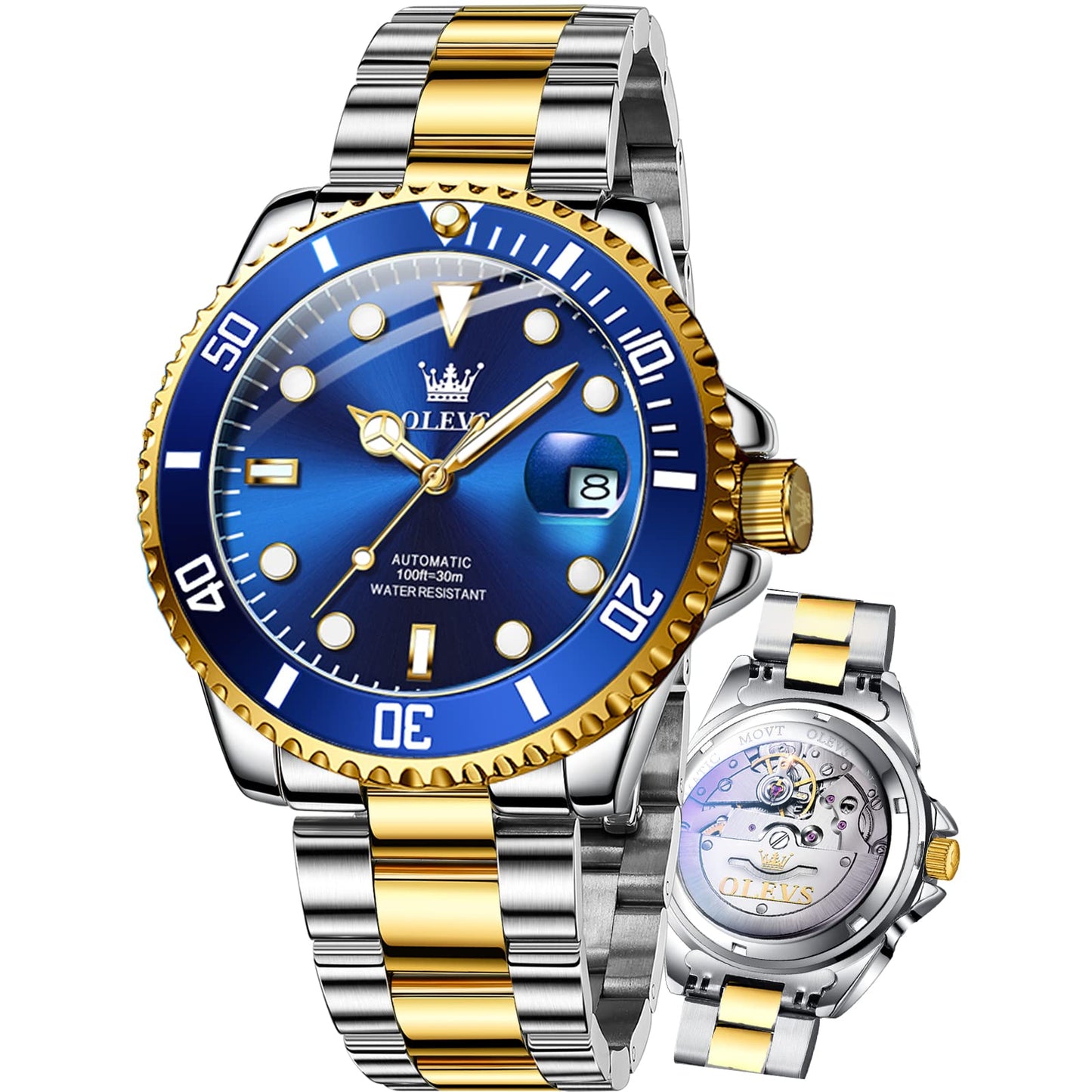 HOTOLEVS Watches Men Stainless Steel Chronograph Watch Luxury Big Face Man Dress Watches Waterproof Roman Numeral Analog Quartz Men Wrist Watch Diamond Relojes para Hombre(Silver/Black/Gold/Red/Blue)