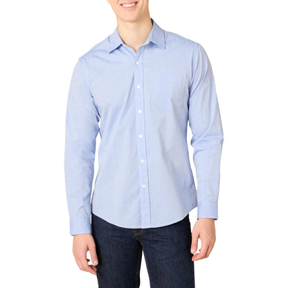 HOTAmazon Essentials Men's Regular-Fit Long-Sleeve Casual Poplin Shirt, Button Front, Business Casual, Collared