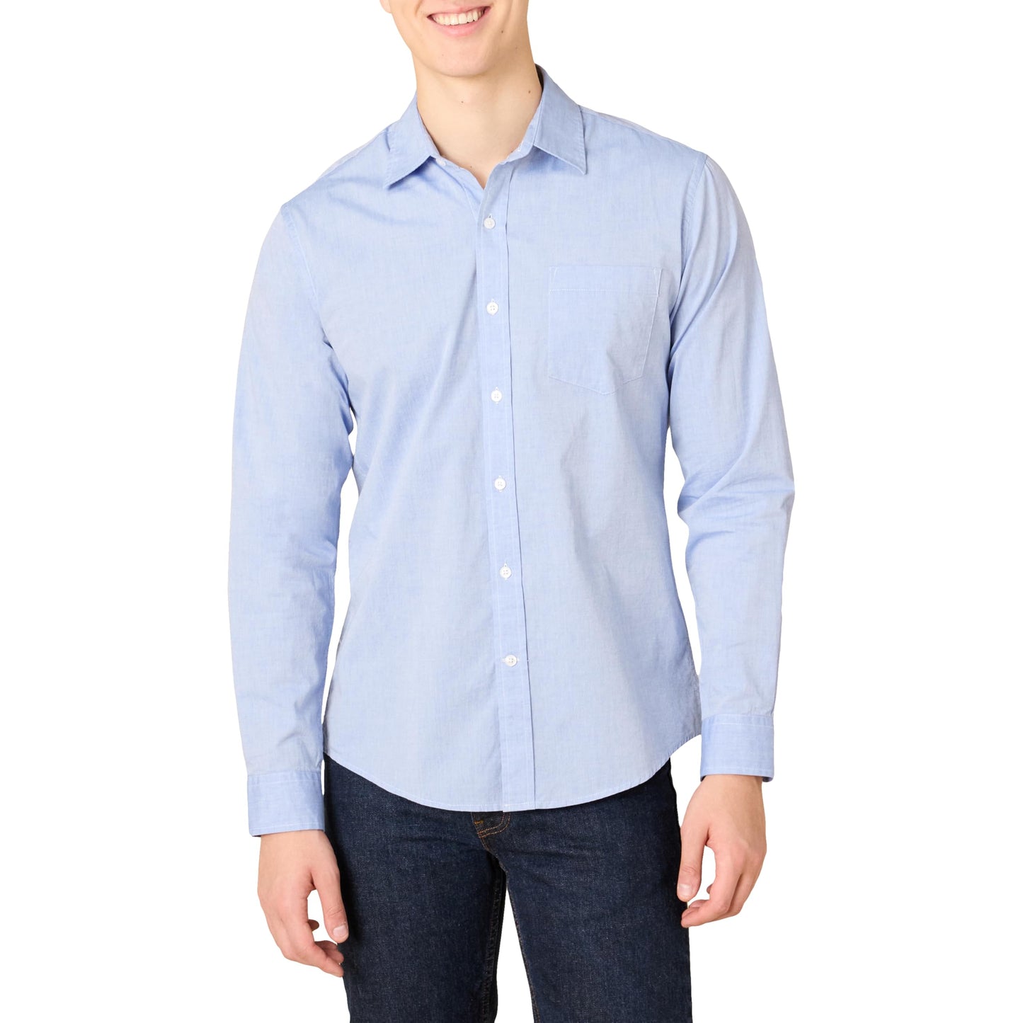 HOTAmazon Essentials Men's Regular-Fit Long-Sleeve Casual Poplin Shirt, Button Front, Business Casual, Collared