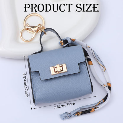 HOT8 Pcs Mini Backpack Keychain PU Leather Coin Purse, Small Crossover Multipurpose Zipper Pouch for Women, Cosmetic Makeup Bag, Card Holder, Cable Organizer, Giftable